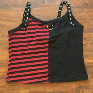 black and red striped emo tee